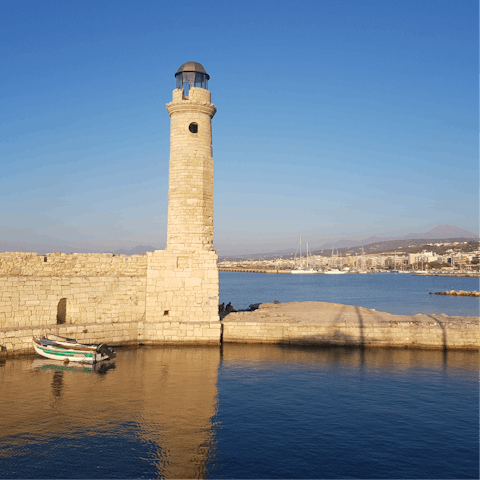 Discover Rethymno with its Venetian Harbour, 20 kilometres away