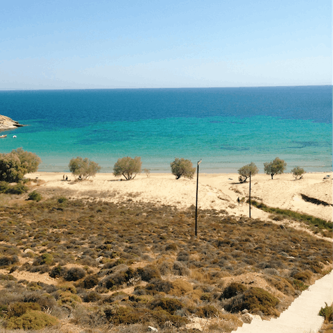 Jump in the car and reach the Peloponnese coastline in as little as five minutes