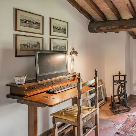 Let the creative juices flow in the tranquil attic workspace