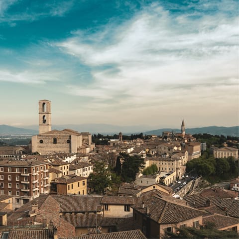 Explore the city of Perugia, a twenty-four minute drive away