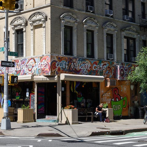 Wander around cafés and bars in your local area, East Village