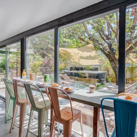 Make breakfasts special by eating with a view of the green garden