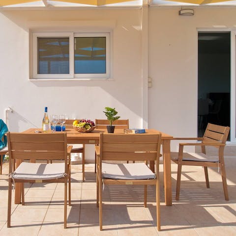 Sit down to a delicious lunch in the outdoor dining area