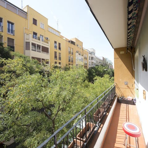 Sip your morning coffee on the petite balcony