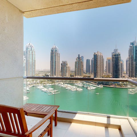 Take in harbour views from the private balcony