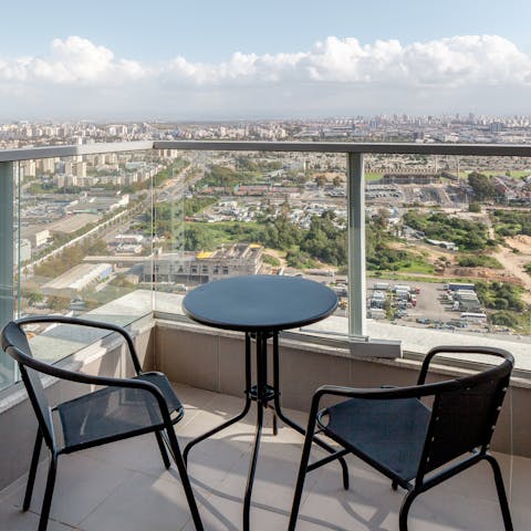 Wake up to the city views and sip your mint tea on the balcony