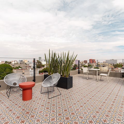 Enjoy the views and sip a margarita in the sun on the rooftop terrace