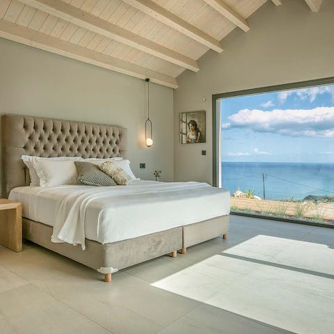Have breakfast in bed and admire the stunning views of the pool and the Ionian sea