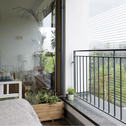A balcony with views over Berlin streets