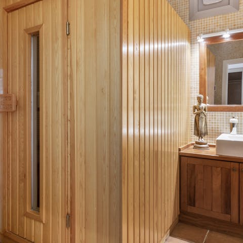 Enjoy a sauna after a walk around the island