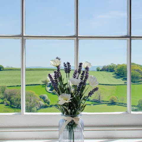 Wake up to sprawling views over the Severn Valley through traditional windows