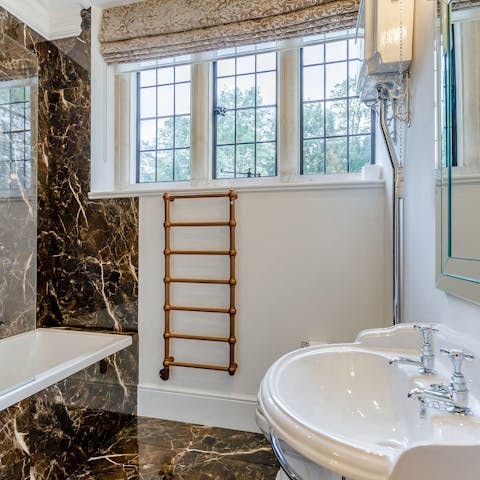 Freshen up in stylish bathrooms