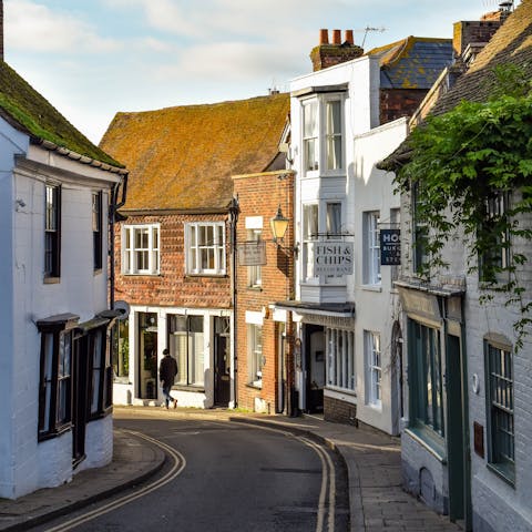 Drive just seven minutes into the beautiful medieval town of Rye