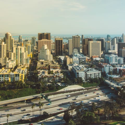 Explore downtown San Diego, a fifteen-minute drive away