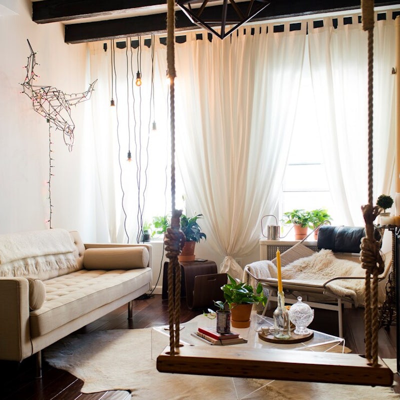 Enjoy the novelty of a swing in the living room