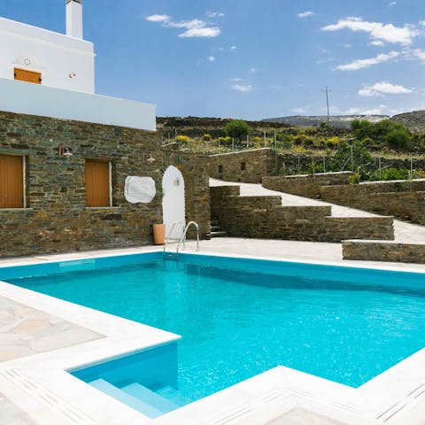 Slip into your swimwear and splash about in the villas' shared swimming pool
