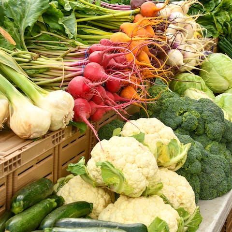 Visit a farmers market for fresh fruits and vegetables