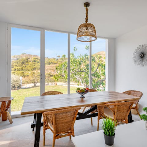 Sit down for breakfast in the light-filled dining area overlooking the garden