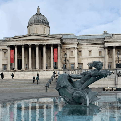 Take a stroll through SoHo towards Trafalgar Square and the National Gallery – only a thirty–minute walk