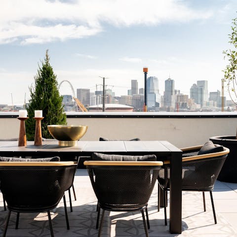 Soak up the views of Elitch Gardens and the Denver skyline on the shared roof terrace