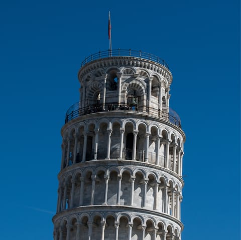 Visit the famous Leaning Tower of Pisa, a twenty-seven-minute drive away