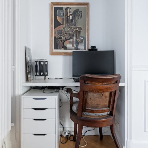 Catch up on emails at the dedicated work nook in the corner