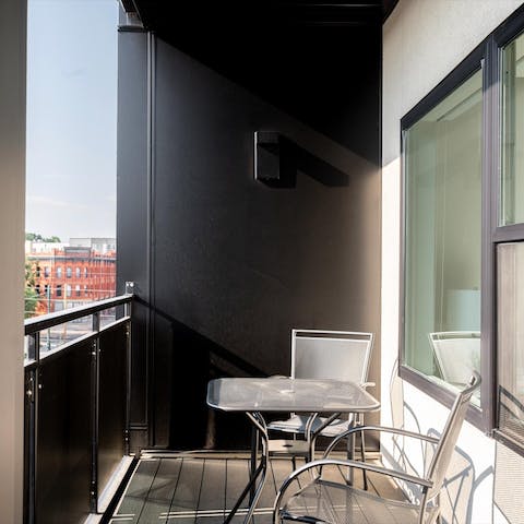 Take your first coffee of the day on the private balcony