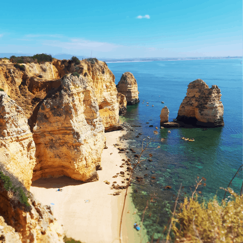 Stay in Lagos, just a short drive from the golden sand beaches and rugged cliffs of the Algarve
