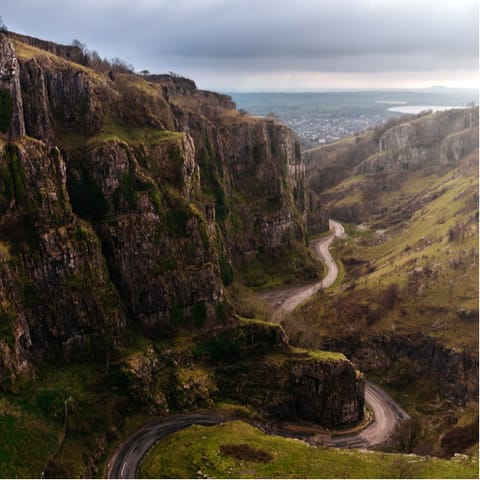 Hike the picturesque Cheddar Gorge, just a ten minute drive away