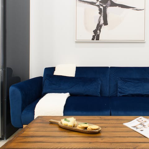 Kick back on the velvet sofa with your favourite evening tipple
