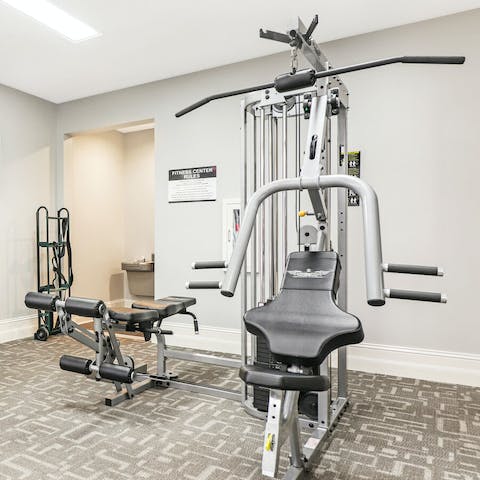 Keep up with your fitness regime at the on-site gym