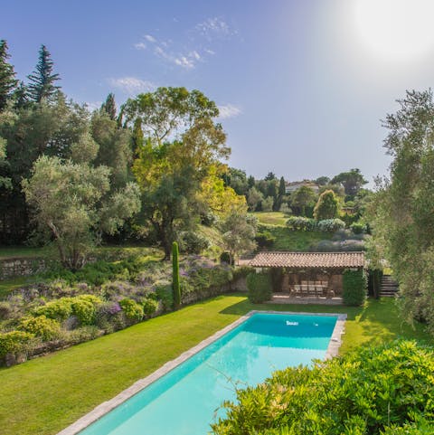 Cool off in the secluded swimming pool