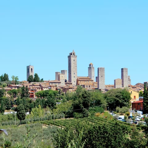 Explore 'the city of towers', San Gimignano, a short drive away