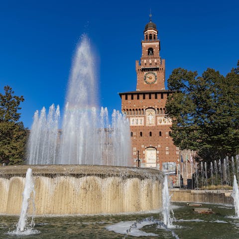 Discover the history of Sforzesco Castle, thirteen minutes away on foot