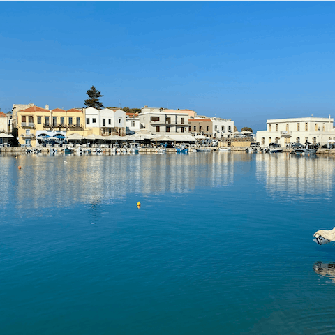 Explore the medieval seaside town of Rethymno and wander around the marina