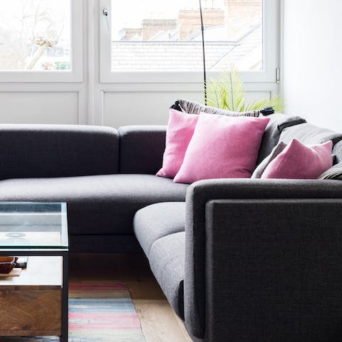 Sprawl out on the cosy L-shaped sofa when you need a break from the hustle and bustle