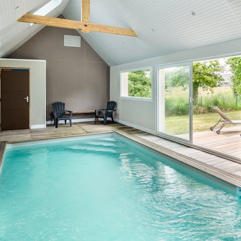 Take a dip in the indoor swimming pool, which is completely private