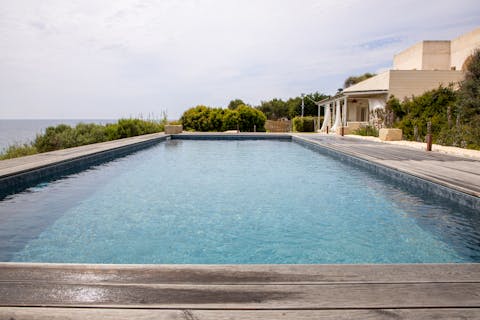 Indulge in a morning swim in the private pool overlooking the sea