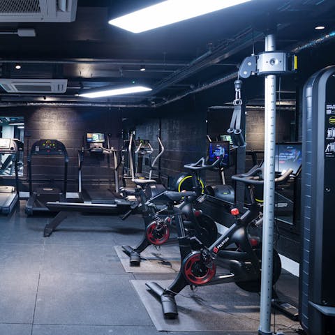 Keep on top of fitness with a spin session in the shared gym