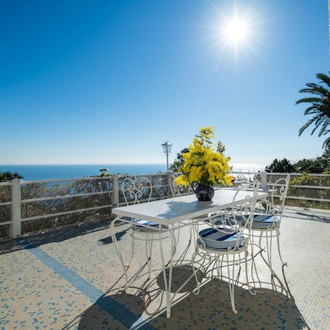 Feast on sea vistas while dining alfresco on the terrace