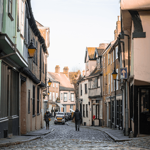 Explore the medieval cobbled streets of Norwich city centre