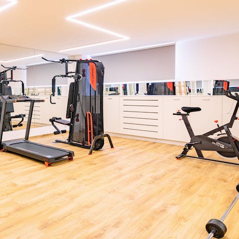 Keep up with your regular fitness routine in the on-site gym