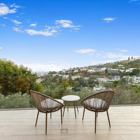 Sip your morning coffee as you drink in the LA views