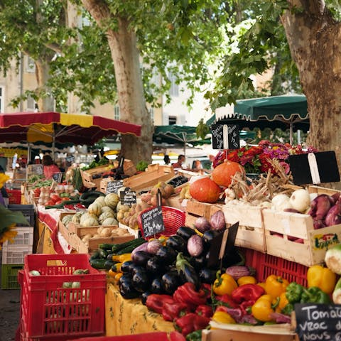 Buy fresh produce from the weekly market at Le Merlerault – it’s just ten minutes away