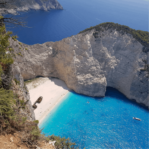 Explore the famously beautiful coves and beaches of Zakynthos, as well as the island's charming traditional villages