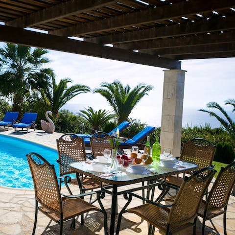 Dine alfresco under the gentle shade of the veranda