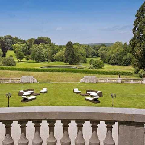 Take in picturesque views over the three-tiered garden 