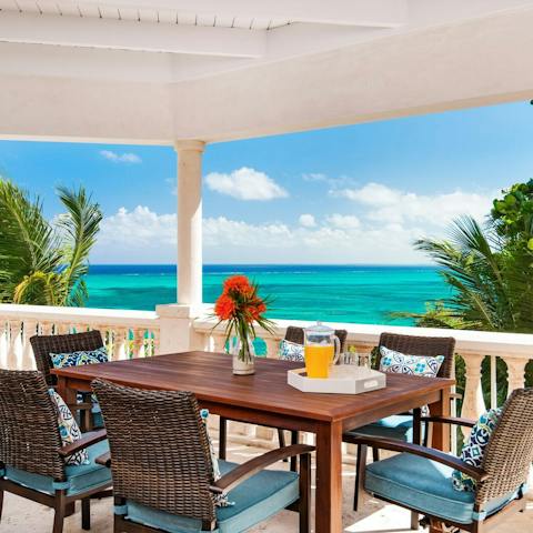 Greet the day with an alfresco breakfast, enjoying picture-perfect views of the sea