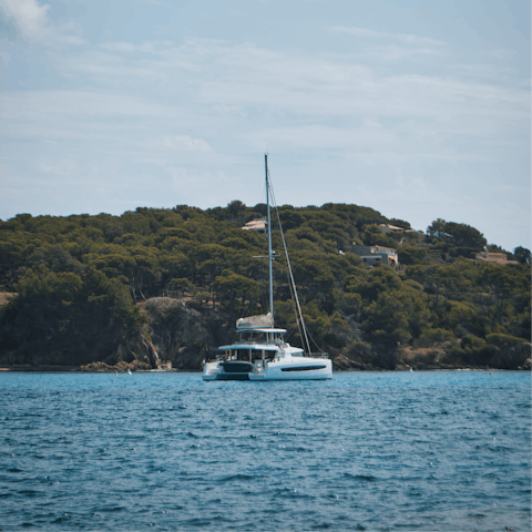 Watch the sunset from Madrague Beach, within walking distance of the villa