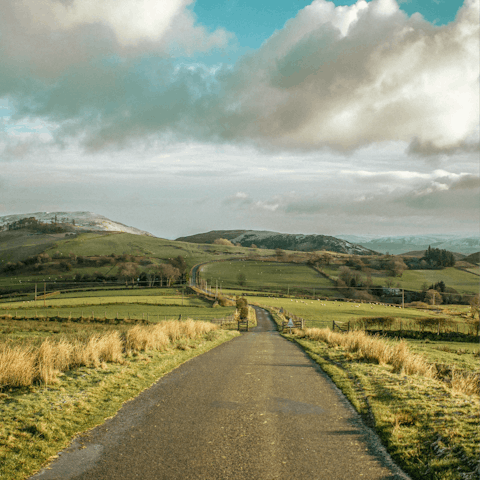 Go hiking around the beautifully green countryside of Powys in Wales